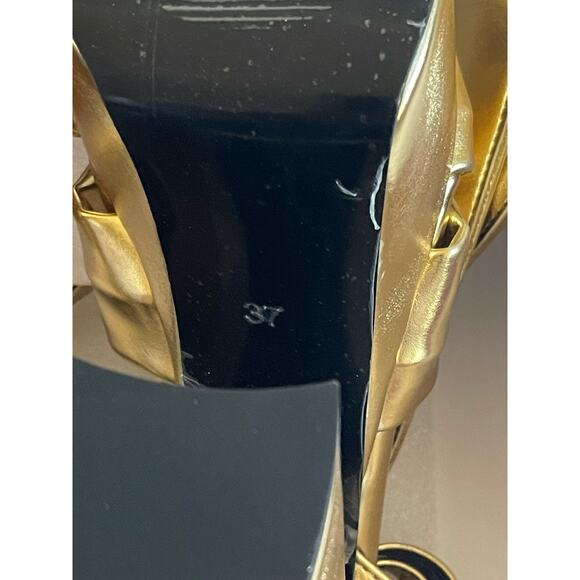 Metallic Lace Up Chunky Heel Platform Heels Open Toe Size 37 or 6.5 - Picture 10 of 11